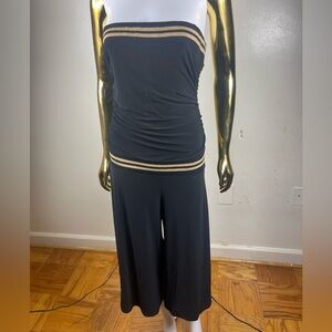 Elegant y2k  Black and Gold Jumpsuit with Flowing Silhouette